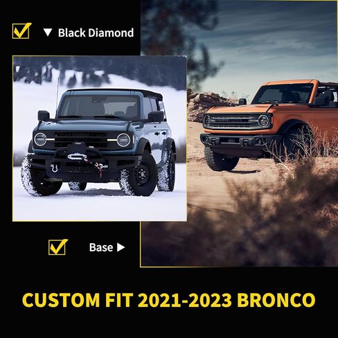 3 قطع مصابيح شبكية LED لقاعدة For-d Bronco وملحقات Black Diamond 2021-2023، مصابيح شواء OEM 2/4 أبواب مع مصهر وحزام أسلاك (أبيض) in Kuwait