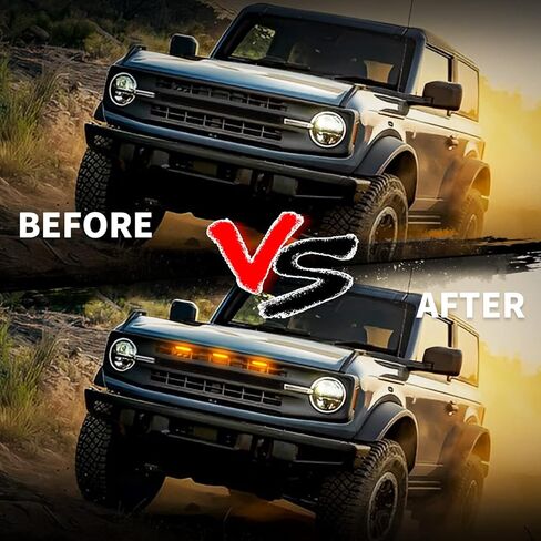 3 قطع مصابيح شبكية LED لقاعدة For-d Bronco وملحقات Black Diamond 2021-2023، مصابيح شواء OEM 2/4 أبواب مع مصهر وحزام أسلاك (أبيض) in Kuwait