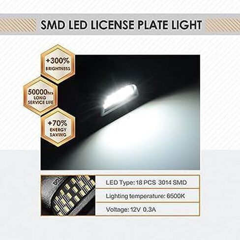 Pack-2 مجموعة مصابيح LED كاملة للوحة الترخيص، 6500K، متوافقة مع كاديلاك إسكاليد تشيفي سيلفرادو 1500 2500 3500 سوبربان تاهو جي إم سي سييرا 1500 2500 3500 يوكون XL (ضوء أبيض) in Kuwait