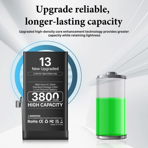 بطارية لجهاز iPhone 13، ترقية جديدة لبطارية بديلة عالية السعة لجهاز iPhone 13 (A2482 A2631 A2633 A2634 A2635) مع مجموعة أدوات بديلة احترافية in Kuwait