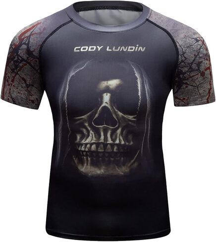 Men's 3D Graphic Compression Fitness Shirt Sports Wicking T-Shirt Crew Neck Short Sleeve Athletic Tank Tops in Saudi Arabia