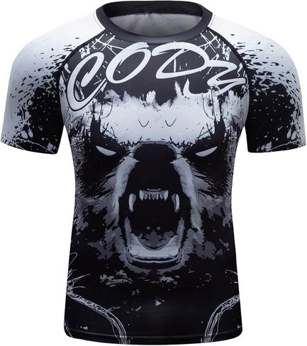 Men's 3D Graphic Compression Fitness Shirt Sports Wicking T-Shirt Crew Neck Short Sleeve Athletic Tank Tops in Saudi Arabia