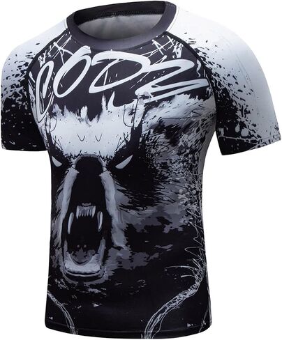 Men's 3D Graphic Compression Fitness Shirt Sports Wicking T-Shirt Crew Neck Short Sleeve Athletic Tank Tops in Saudi Arabia