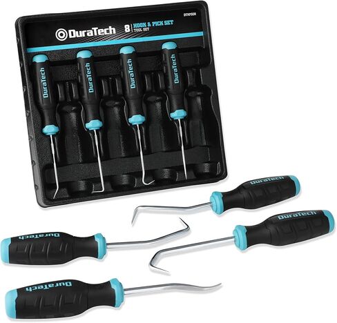 DURATECH 4 Piece Hook and Pick Set, Offset, Straight, 90°Pick and Hook, Used for Auto and Electronics Maintenance Tools, with Storage Tray in Saudi Arabia