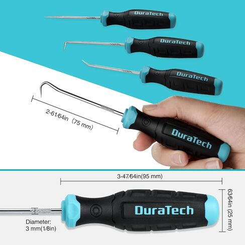 DURATECH 4 Piece Hook and Pick Set, Offset, Straight, 90°Pick and Hook, Used for Auto and Electronics Maintenance Tools, with Storage Tray in Saudi Arabia
