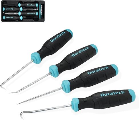 DURATECH 4 Piece Hook and Pick Set, Offset, Straight, 90°Pick and Hook, Used for Auto and Electronics Maintenance Tools, with Storage Tray in Saudi Arabia