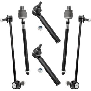 BOXI (Set of 6) Front Suspension Inner & Outer Tie Rod End Link + Front Stabilizer Sway Bar End Link Fit for Nissan Murano 2005 2006 2007 | Replace ES800046 EV800047 K80255 K80256
