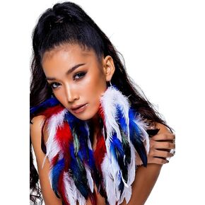 FASHMOROUS Fourth of July Accessories for Women Red Feather Earrings for Women Dangle 4th of July Jewelry Fourth of July Earrings for Women