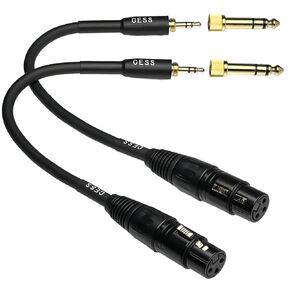 CESS-210 XLR to 1/4 TRS, XLR to 3.5mm Stereo, Female to Male Microphone Adapter Audio Cable, Suitable for Cell Phone, Active Speakers, Stage, DJ, Studio Audio Console, 2 Sets