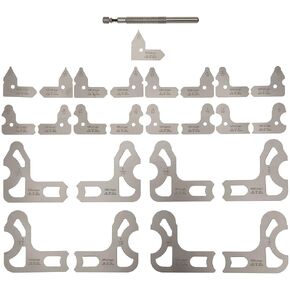 Mitutoyo 186-901, Radius Gage Set, 25 Leaves, 1/64" to 17/64" by 64ths and 9/32" to 1/2" by 32nds, 5 Radii per Leaf