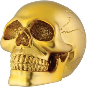 Gold Skull Head Collectible Skeleton Decoration Figurine Model