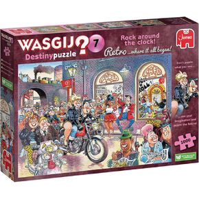 Jumbo, Wasgij, Retro Destiny 7 -Rock Around The Clock!, Unique Collectable Jigsaw Puzzle for Adults, 1,000 Piece