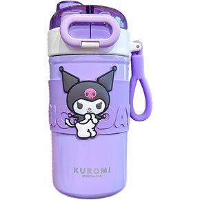 Kuromi Stainless Steel Insulated Water Bottle with Carrying Loop (Spout & Straw) - 510ml, Purple