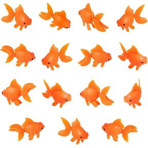 15 Pieces Artificial Fake Fish Aquarium Fish Bowl Tank Terrarium Decoration Moving Floating Glodfish Ornament Orange Plastic Gold Fish Toys for Party Decor