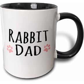كوب 3dRose Rabbit Dad، 11 أونصة، أسود
