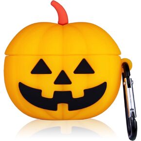Jowhep Case for AirPod Pro 2019/Pro 2 Gen 2022 Cartoon Cute Silicone Cover with Keychain Funny Food Shockproof Soft Protective Skin for Air Pods Pro Girls Kids Shell Fun Cases for AirPods Pro Pumpkin