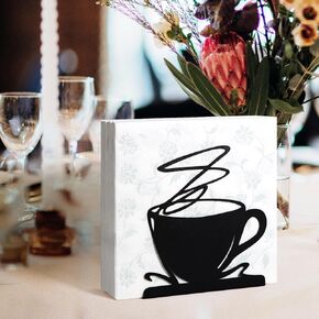 Modern Napkin Holder, Coffe Cup Pattern Standing Storage Paper Dispenser for Tables, Kitchen & Dining Room Decor,Iron Napkins Holders Indoor and Outdoor Use, Cocktail Picnic Bar Metal Holder for Paper