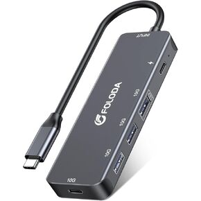 USB C Hub 3.1 Gen2 10Gbps Adapter, 3.2 Gen2/USB 3.1 Gen2 USB C Hub with 3*USB A, 1*Type C 10Gbps Ports (7.5W Charge) and 100W Power Delivery, Super Speed Data Transfer Docking Station