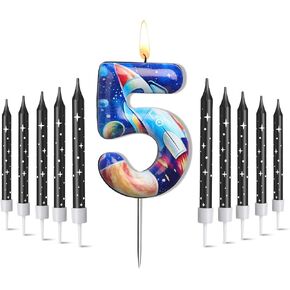 Photect 11 قطعة شموع عيد ميلاد الفضاء رقم 5/6 شمعة كعكة توبر ديكور الفضاء الخارجي تحت عنوان زينة حفلة عيد ميلاد زينة كعكة للبنين بنات لوازم الحفلات ديكور (رقم 5) in Kuwait
