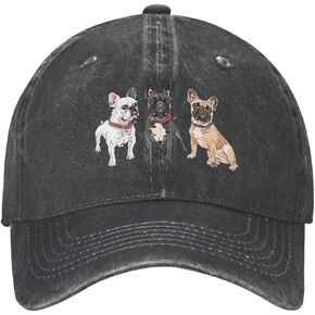 French Bulldog Dogs Vintage Distressed Adjustable Washed Denim Mens Dad Trucker Hat Baseball Ball Cap for Men in Saudi Arabia