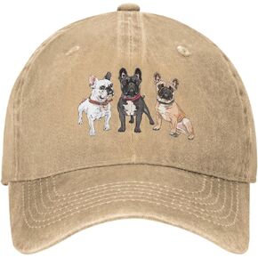 French Bulldog Dogs Vintage Distressed Adjustable Washed Denim Mens Dad Trucker Hat Baseball Ball Cap for Men in Kuwait