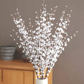 6Pcs 29.5'' Long Stem Artificial Jasmine Flowers Tall Fake Flower Bouquet Faux Jasmine Plants for Hotel Home Office Kitchen Bedroom Wedding Party DIY Decor（White）