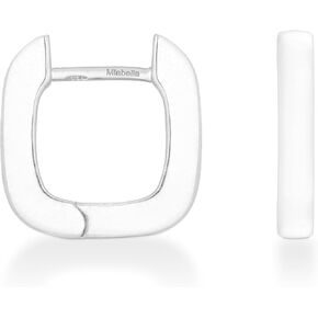Miabella 925 Sterling Silver or 18Kt Yellow Gold Over Silver 2.5mm Lightweight Small Huggie Square Hoop Earrings for Women Made in Italy