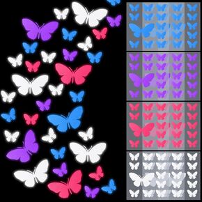 Butterfly Reflective Decal, 12 Count Vinyl Sticker, Purple, Waterproof, Fade Resistant, for Window, Outdoor Use, Helmet, Car, Motorcycle