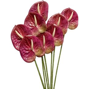 Corkwaw 8 Pcs 23-5/8 inch Artificial Anthurium Flowers Real Touch Fake Flower for Table Centerpieces Arrangement and Bridal Wedding Festival Decor Flower Arrangement (Blue)