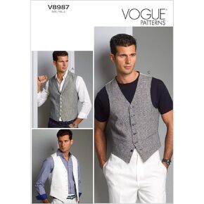 Vogue Patterns V8987MUU Men's Vest Sewing Template, Size MUU (34-36-38-40)