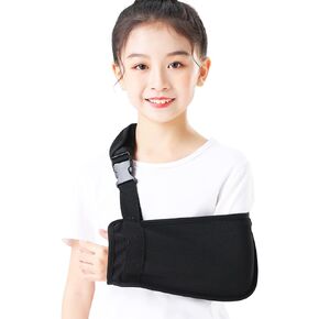 Breathable Kids Arm Sling Black for Broken Arm Boys Girls Sling for Shoulder Injury Soft Padiatric Sling for Torn Rotator Cuff Comfortable Children Elbow Wrist Sling for Dislocated Shoulder (Kids L)