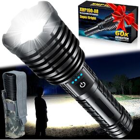 Rechargeable Flashlights 2400000 High Lumens,Super Bright LED Flashlight for Home Emergency, Waterproof Handheld Flashlights with Pouch, 5000mAh Battery, Spotlight and Floodlight Function