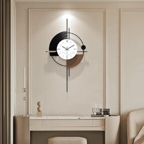 Modern Wall Clock for Living Room,Large Decorative Wall Clock,Digital Creative Silent Clock Battery Operated for Entryway/Fireplaces/Bedroom/Kitchen/Dinning Room Metal Wall Decor