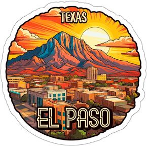 El Paso Texas Sticker Adventure Souvenir Decal Vinyl Small Waterproof for Water Bottle Mug Passport Book Scrapbook Notebook Laptop Tumbler Skateboard Computer Phone Size 4" Funny Gift