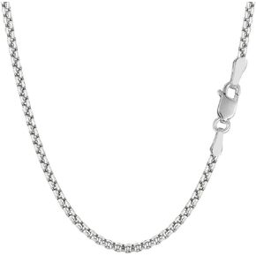 The Diamond Deal 925 Sterling Silver Rhodium Plated 1.8mm Thick Round Box Chain Necklace for Pendants And Charms With Lobster-Claw Clasp For Men And Women’s Jewelry in Many Sizes (18" 20" 22" Or 24")