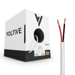 Voltive 18/2 Low Voltage Wire, 500ft, Black - Stranded Bare Copper - UL Listed CL2/CL3 Rated - Alarm/Security, LED Lighting, Audio/Speakers