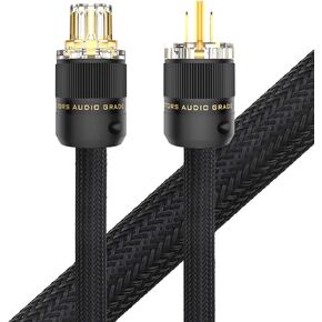 Audiocrast HiFi Power Cable, Hi-End Braided Sleeve Amplifier Power Cord Guage-10AWG OD 17MM, Audiophile High-End AC Power Cable Wire with Gold US Plug+IEC320 C13 Connector (3.3FT/1M)