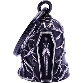motorcycle punk bells - motorcycle angel bell for men women,Bell Biker Accessory,Guard riding safety (coffin sliver) (sliver black)