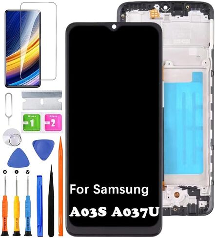 لشاشة Samsung A03S البديلة مع الإطار [الإصدار الأمريكي] لهاتف Samsung A037U A037U1 شاشة LCD تعمل باللمس مع أدوات قطع الغيار in Saudi Arabia