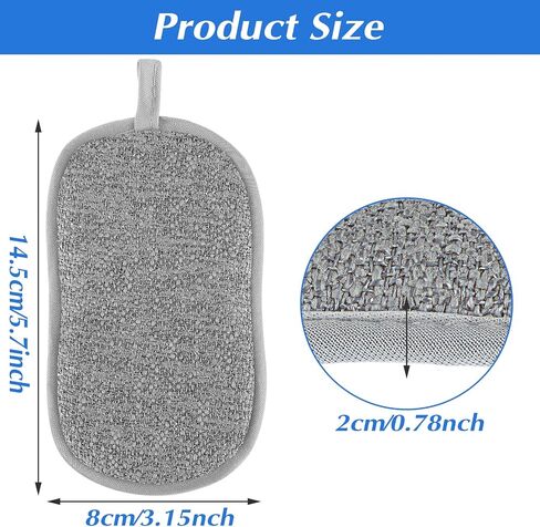 6 Pack Multipurpose Dish Scrubber Sponges, Non Scratch Sponge Microfiber Side for Dish Rough Side for Non Stick Cookware Reusable Sponge Scrub Sponge Dishcloth for Sink Pan Pot Countertop(Blue) in Kuwait