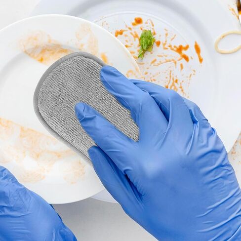 6 Pack Multipurpose Dish Scrubber Sponges, Non Scratch Sponge Microfiber Side for Dish Rough Side for Non Stick Cookware Reusable Sponge Scrub Sponge Dishcloth for Sink Pan Pot Countertop(Blue) in Kuwait