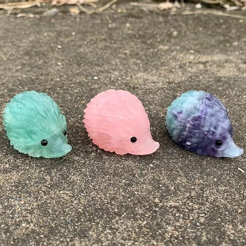 Hand Carved Mixed gemstome Crystal Hedgehog Animal Figurine Carving Decor (Amethyst) in Saudi Arabia
