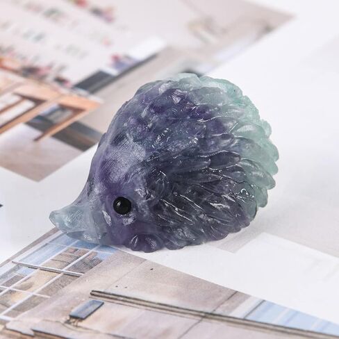 Hand Carved Mixed gemstome Crystal Hedgehog Animal Figurine Carving Decor (Amethyst) in Saudi Arabia
