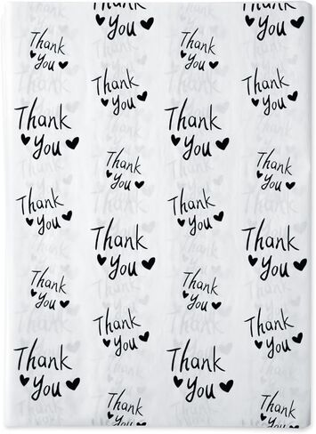 MR FIVE Thank You Tissue Paper Bulk,20" x 14",Thank You Tissue Paper for Packaging,Gift Bags,Tissue for Graduation,Birthday,Thanksgiving,30 Sheets (Black and White) in Saudi Arabia