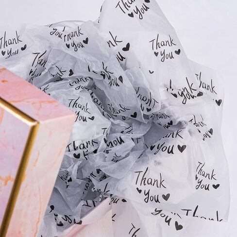 MR FIVE Thank You Tissue Paper Bulk,20" x 14",Thank You Tissue Paper for Packaging,Gift Bags,Tissue for Graduation,Birthday,Thanksgiving,30 Sheets (Black and White) in Saudi Arabia