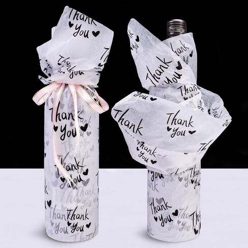 MR FIVE Thank You Tissue Paper Bulk,20" x 14",Thank You Tissue Paper for Packaging,Gift Bags,Tissue for Graduation,Birthday,Thanksgiving,30 Sheets (Black and White) in Saudi Arabia