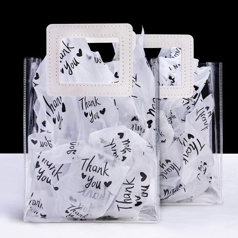 MR FIVE Thank You Tissue Paper Bulk,20" x 14",Thank You Tissue Paper for Packaging,Gift Bags,Tissue for Graduation,Birthday,Thanksgiving,30 Sheets (Black and White) in Saudi Arabia