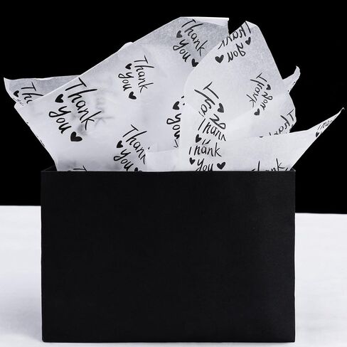 MR FIVE Thank You Tissue Paper Bulk,20" x 14",Thank You Tissue Paper for Packaging,Gift Bags,Tissue for Graduation,Birthday,Thanksgiving,30 Sheets (Black and White) in Saudi Arabia