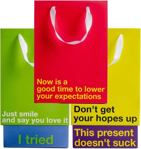 MilkToast Brands Funny Snarky Colored Gift Bag Set, 5 Pieces, Inappropriate Snarky Birthday Gift Wrapping in Kuwait