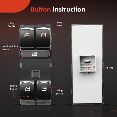 A-Premium Master Power Window Switch Compatible with Volkswagen Jetta 2011-2016, Golf 2010-2013, Tiguan 2009-2017, Passat 2012-2016, CC 2012-2017, Front Left Driver Side, Replace# 5K4959857, 5nd959857 in Saudi Arabia